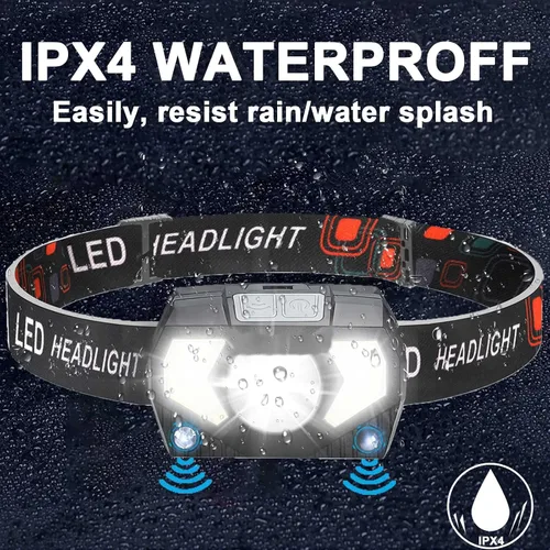 Miniatura 6 de Linterna frontal recargable, 1100 lúmenes, linterna LED brillante ultraligera con luz blanca y roja, paquete de 3 linternas de cabeza con sensor