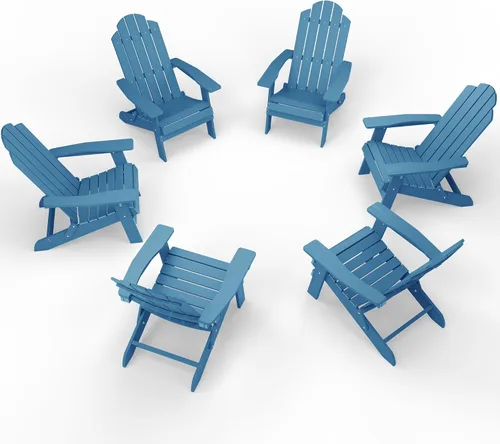 Miniatura 14 de MXIMU Silla Adirondack plegable para exteriores: sillas Adirondack fáciles de montar y cómodas, silla de plástico compuesto para todo tipo de clima