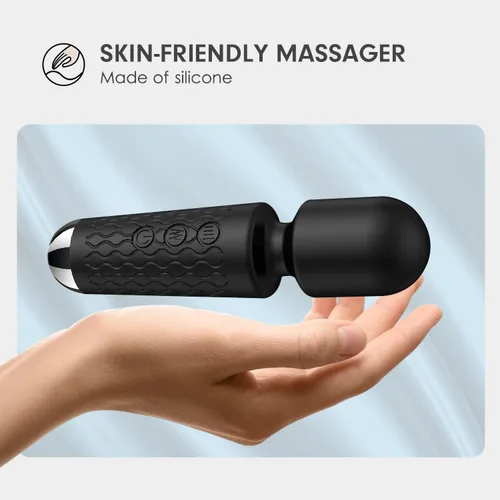 Miniatura 2 de Masajeador personal de espalda, masajeador de mano impermeable y recargable, 20 velocidades, 8 patrones, masaje de vibración, perfecto para Negro