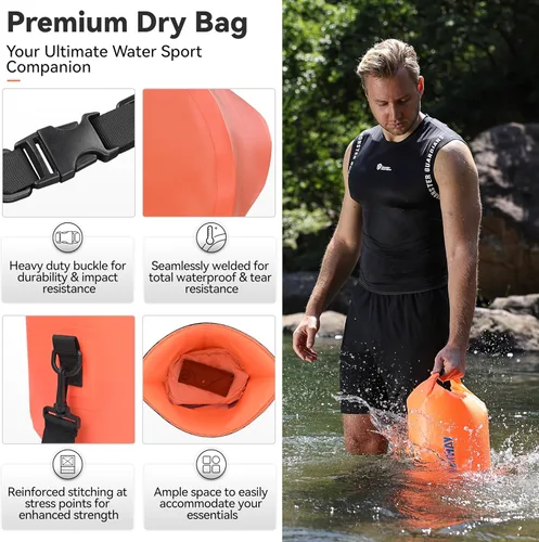 Miniatura 2 de MARCHWAY - Bolso seco flotante e impermeable 1.32/2.64/5.28/7.93/10.57 galones, parte superior enrollable, mantiene secos equipos de kayak rafting