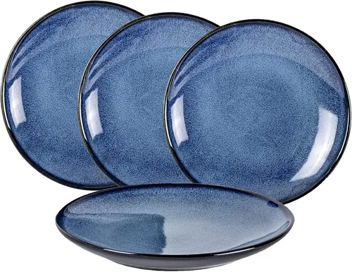 Miniatura 11 de UNICASA Juego de 4 platos de cerámica para postre, platos reactivos de 8 pulgadas para aperitivos, aperitivos, ensaladas, platos para servir, aptos