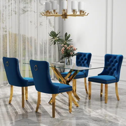 Miniatura 55 de Juego de comedor de 3 piezas con superficie de vidrio transparente, juego de comedor cuadrado minimalista moderno de 36'', juego de mesa de cocina