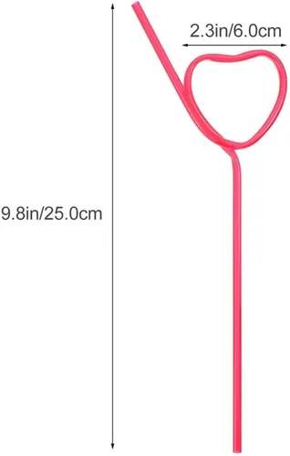 Miniatura 3 de 25 popotes de plástico para cóctel, en forma de corazón, reutilizables, pajitas largas y flexibles para ducha, suministros de fiesta de cumpleaños
