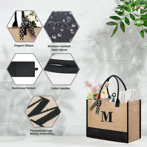 Miniatura 3 de BeeGreen Regalos para mujer, bolsa de lona con bolsillo bordado, bolsa de mano personalizada para amiga, mamá, profesora, hermana