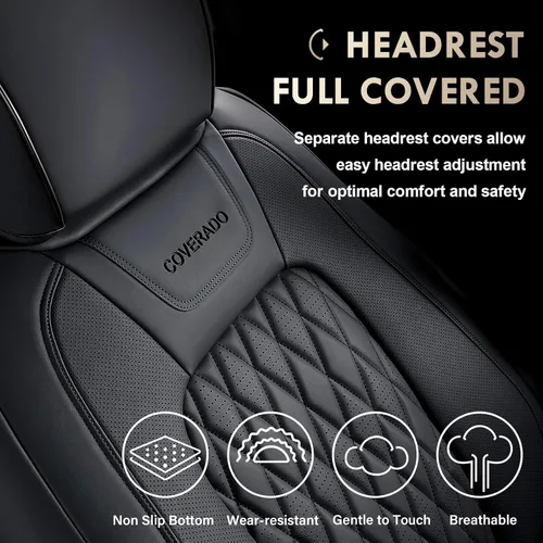 Miniatura 4 de Coverado Funda de asiento de cuero, ajuste personalizado para fundas de asiento Ford F150, fundas de asiento para camioneta Ford F150 impermeables