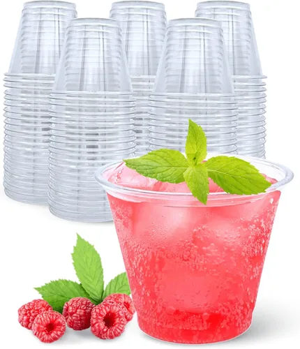Miniatura 10 de Aatriet Vasos de plástico transparente de 9 onzas con tapas, 25 juegos de tazas de postre con tapa de cúpula (sin agujero), taza desechable