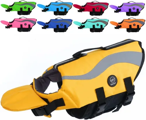 Miniatura 8 de EMUST Chalecos salvavidas ajustables para perros pequeños con flotabilidad mejorada, chaleco de natación para perros pequeños con asa de rescate