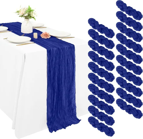 Miniatura 76 de 10 piezas de camino de mesa de estopilla en azul bebé 10 pies, camino de mesa de gasa para recepción de boda, despedida de soltera, fiesta