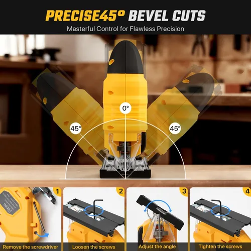 Miniatura 3 de Sierra de calar con batería Dw de 20 V, rompecabezas inalámbrico con 7 velocidades variables hasta 3200 RPM, luz LED, cortes biselados de 45°, 3