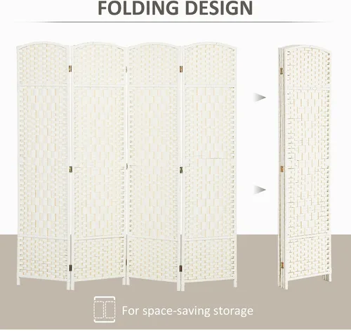Miniatura 4 de 4Panel 6ft Wood Folding Privacy Room Divider Freestanding White Premium Wood Finish Easy Adjustability Spacious Configuration