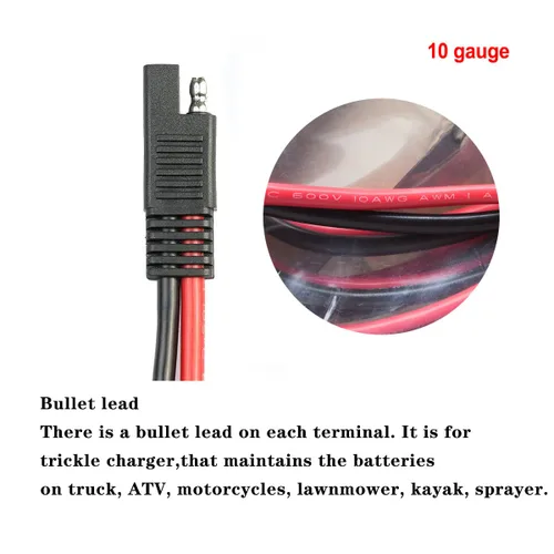 Miniatura 2 de Paquete de 5 arneses de cables de desconexión rápida polarizados de calibre 10 de 2 pines, conector SAE, cable de conexión tipo bala