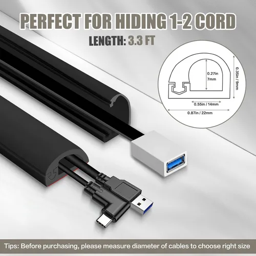 Miniatura 7 de Cubierta de pared para cable, 39 pulgadas, autoadhesivas, para cables en la pared, cable de extensión para piso, TV montada, cavidad del hogar
