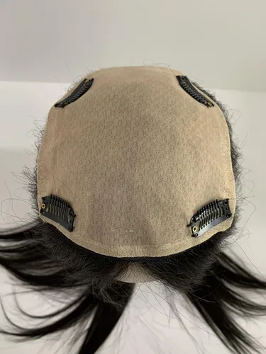 Miniatura 4 de MorningWigs Toppers para mujer, 100% cabello humano Remy, 5.5 x 5.9 in, base de seda completa, cabello lacio para adelgazar la pérdida de cabello