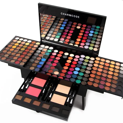 CHARMCODE Juego de paleta de maquillaje cosmético de 190 colores, combinación con sombra de ojos, colorete facial, polvo de cejas, corrector facial,