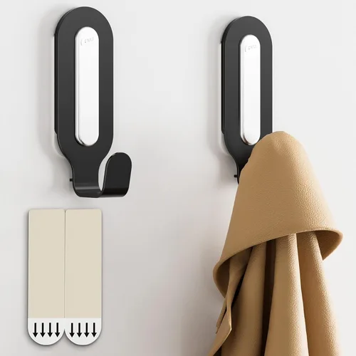 Miniatura 12 de TAILI Ganchos para Colgar, 2 Ganchos Adhesivos Grandes de Plástico y 4 Tiras Adhesivas, Ganchos Utilitarios Blancos para Pared Pintada, Sin Daños