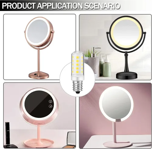 Miniatura 5 de Espejo de aumento iluminado de doble cara, bombilla de repuesto para espejo de maquillaje o aumento iluminado de doble cara, blanco cálido 3K
