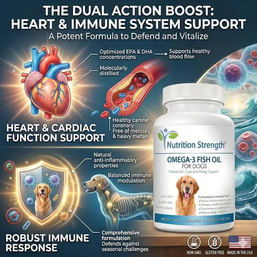 Miniatura 3 de Omega 3 - Geles suaves de aceite de pescado para perros con ácidos grasos EPA y DHA para el corazón, la piel, el pelaje y la alergia, suplemento