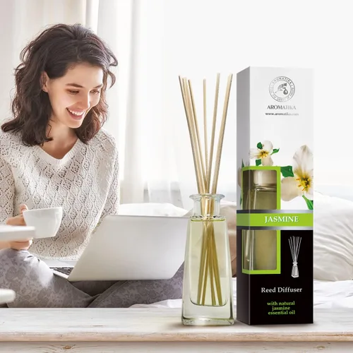Miniatura 6 de Difusor de varillas de jazmín con aceite esencial de jazmín natural, juego de 2 x 3.4 onzas líquidas (3.4 fl oz), fragancia fresca y duradera