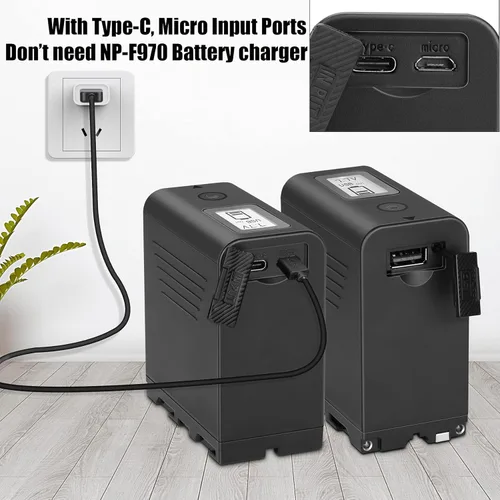 Miniatura 2 de JYJZPB Paquete de 2 baterías NP-F970 compatibles con Sony NPF970 NP-F960 NP-F950 NP-F930 NP-F550 NP-F530 NP-F570 y Sony Handycams, batería NP F970