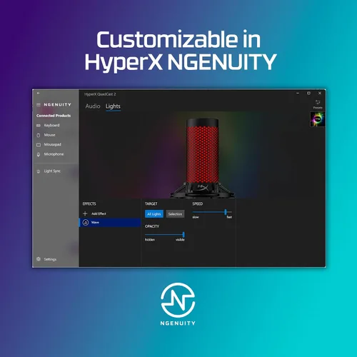 Miniatura 9 de HyperX QuadCast 2 - Micrófono USB para juegos, transmisión y podcasting, con controles integrados, iluminación LED, soporte de choque extraíble, PC