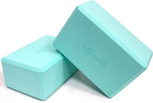 Miniatura 14 de Sol Living Bloques de yoga, paquete de 2 cojines de yoga de espuma EVA de alta densidad, para estirar, pilates, meditación, equipo de ejercicio, Azul