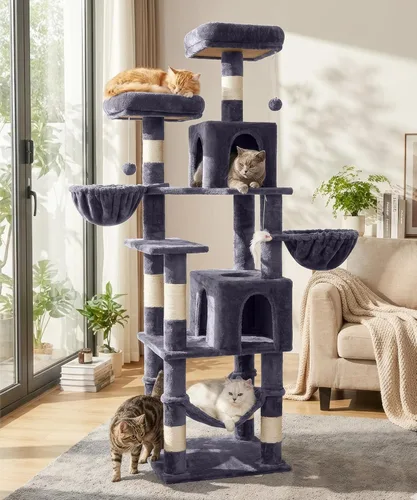 Miniatura 9 de AMHANCIBLE PT18RD - Árbol gótico para gatos, torre de 70 pulgadas de alto para gatos de interior, árbol para gatos de varios niveles con poste