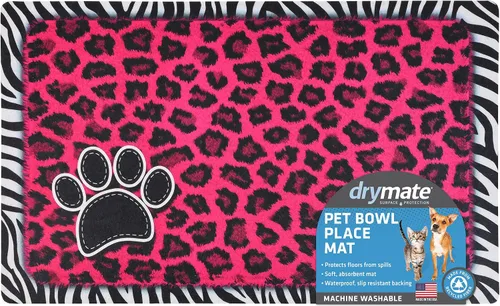 Miniatura 32 de Drymate Mantel individual con tazón para mascotas, tapete de alimentación para perros y gatos, tela absorbente, respaldo impermeable, Madera