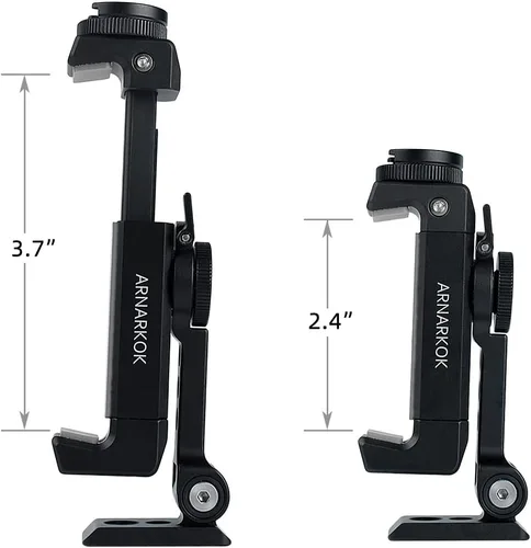 Miniatura 5 de Soporte de trípode de metal para teléfono con zapata fría giratoria para soporte de micrófono, compatible con iPhone y Android, adaptador de trípode