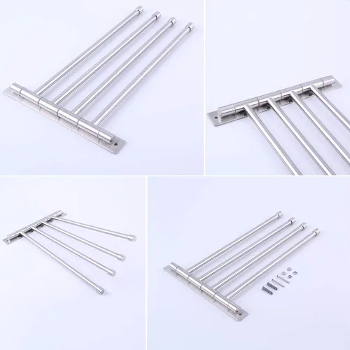 Miniatura 7 de GERZWY Toallero giratorio SUS 304 de acero inoxidable de 4 brazos para baño, soporte para toallas, organizador de almacenamiento, ahorro de espacio
