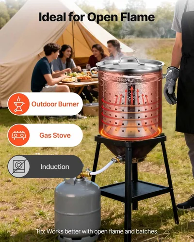 Miniatura 3 de VEVOR Olla de acero inoxidable, ollas de cocina de 24 cuartos, olla de salsa con tapa y asa, olla de grado comercial resistente, tratamiento