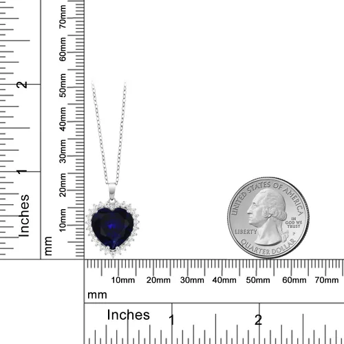 Miniatura 4 de Gem Stone King Collar de corazón de plata de ley 925 Collar con colgante de halo de amor para mujer 1/2 pulgada con cadena de plata