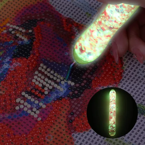 Miniatura 2 de Snewvie Set de Herramientas y Accesorios para Lápiz de Pintura de Diamantes, 1 Bolígrafo Luminoso de Arte de Diamantes y 6 Puntas Multi Placer