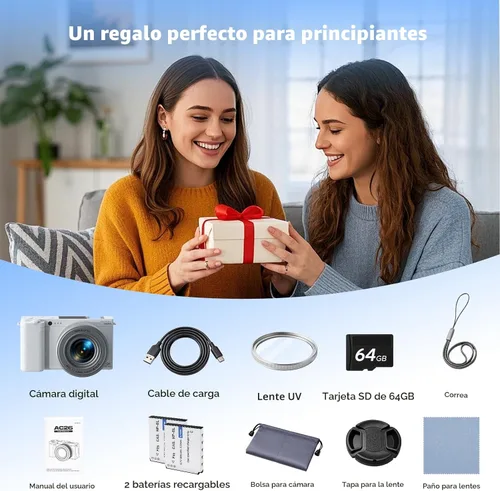 Miniatura 7 de Cámara digital 5K para fotografía, cámara de enfoque automático de 72 MP con zoom óptico 6X, cámara de vlogging de pantalla abatible de 180°