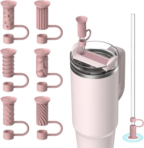 Miniatura 10 de 6 piezas de tapas para pajita con base de succión, tapas para pajita de 0.4in/10mm para vaso Stanley 30/40 oz, multicolor Varios