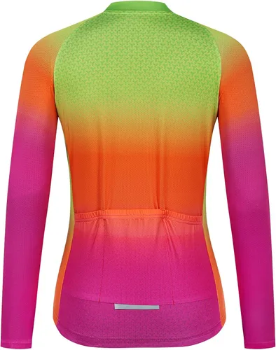 Miniatura 2 de JPOJPO Maillot de ciclismo para mujer, manga larga, otoño, color puro, camisetas de bicicleta, chaqueta de bicicleta degradada, S-3XL