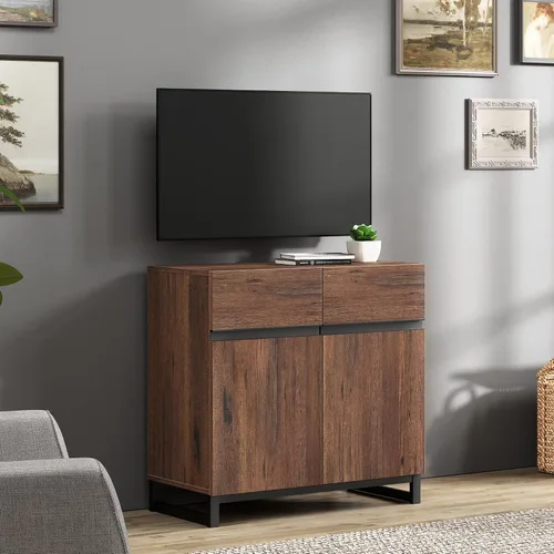 Miniatura 19 de Wampat Moderno soporte de TV para televisores de 100 pulgadas, consola central de entretenimiento 3 en 1 con estantes ajustables y base de metal