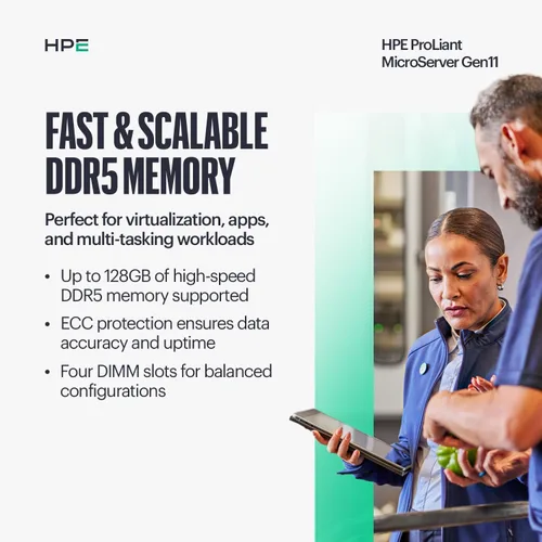 Miniatura 4 de Hewlett Packard Enterprise ProLiant MicroServer Gen11 Tower Server, procesador Intel Pentium Gold G7400, memoria de 16 GB, almacenamiento HDD de 1
