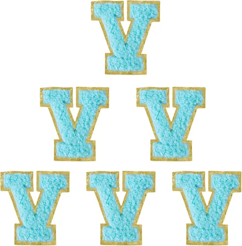 Miniatura 217 de 6 piezas de parches de letras de chenilla autoadhesivas, parches de letras preppy de 2 pulgadas para bolsos, ropa y sombreros, grandes pegatinas