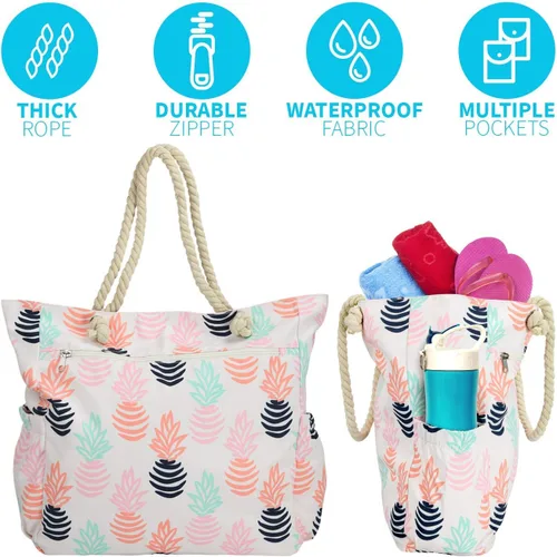Miniatura 3 de Bolsa de playa espaciosa bolsa de viaje y gimnasio con múltiples bolsillos y cremallera fuerte