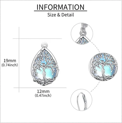 Miniatura 4 de ONEFINITY Aretes colgantes de plata de ley con el árbol de la vida para mujeres y niñas, regalos de Navidad
