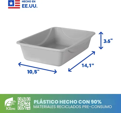 Miniatura 3 de Petmate Bandeja de arena, azul/gris, pequeña, fabricada en Estados Unidos