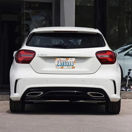 Miniatura 4 de Paquete de 2 marcos para placa de automóvil de acero inoxidable con tornillos, tapas y destornilladores, para mujeres y niñas, diseño de flores de 7