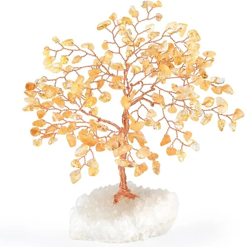 Miniatura 15 de Árbol de la Vida de Cristal de Piedras Preciosas, Base de Racimo de Cuarzo Rosa Natural y Cuarzo Transparente, Cristal Curativo de Energía Positiva