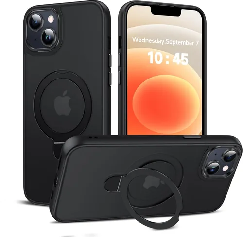 Miniatura 9 de LeYi para iPhone-13 Funda/iPhone-14 Fundas: con soporte para MagSafe i Phone 13Funda con anillo magnético iPhone14 iPhone13 Cubierta Funda para Negro