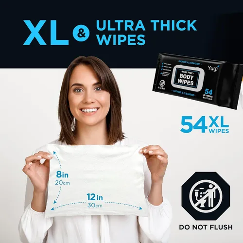 Miniatura 2 de Toallitas corporales para adultos – XL sin enjuague para ducha, paños de baño, baño sin perfume para ancianos, camping, gimnasio, viajes