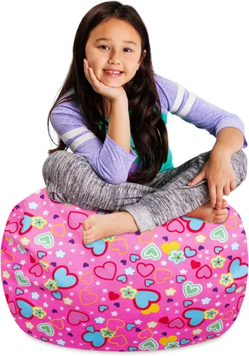 Miniatura 21 de Posh Stuffable Kids Funda de Silla Puf Rellenable para Almacenamiento de Animales de Peluche - Organizador de Juguetes Infantiles, Mediano 27