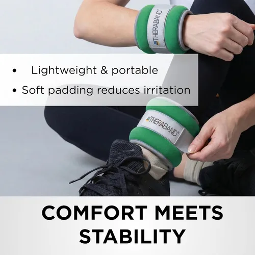 Miniatura 6 de Theraband 25871 Comfort Fit - Juego de pesas para tobillo y muñeca, 1.5 libras, color verde
