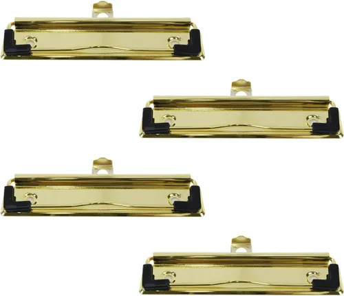 Miniatura 9 de 4 clips para portapapeles de 4.72 pulgadas de metal con agarre de goma y agujero para colgar para crear portapapeles de perfil bajo, tablero