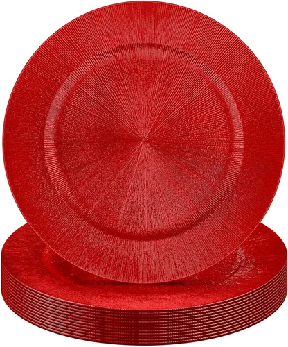 Miniatura 11 de Tanlade 50 Platos Base Plateados al Por Mayor, Plato Base Redondo de Plástico de 13", Platos Base Brillantes Plateados para Mesa, Platos de Servicio