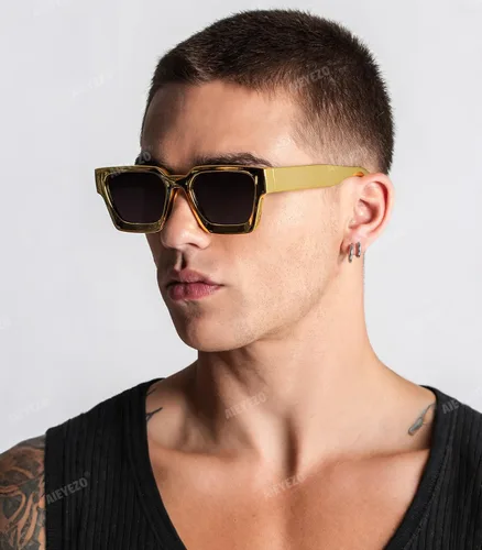 Miniatura 123 de AIEYEZO Gafas de sol cuadradas para mujeres y hombres, gafas de sol cuadradas con montura gruesa, estilo de diseñador simple